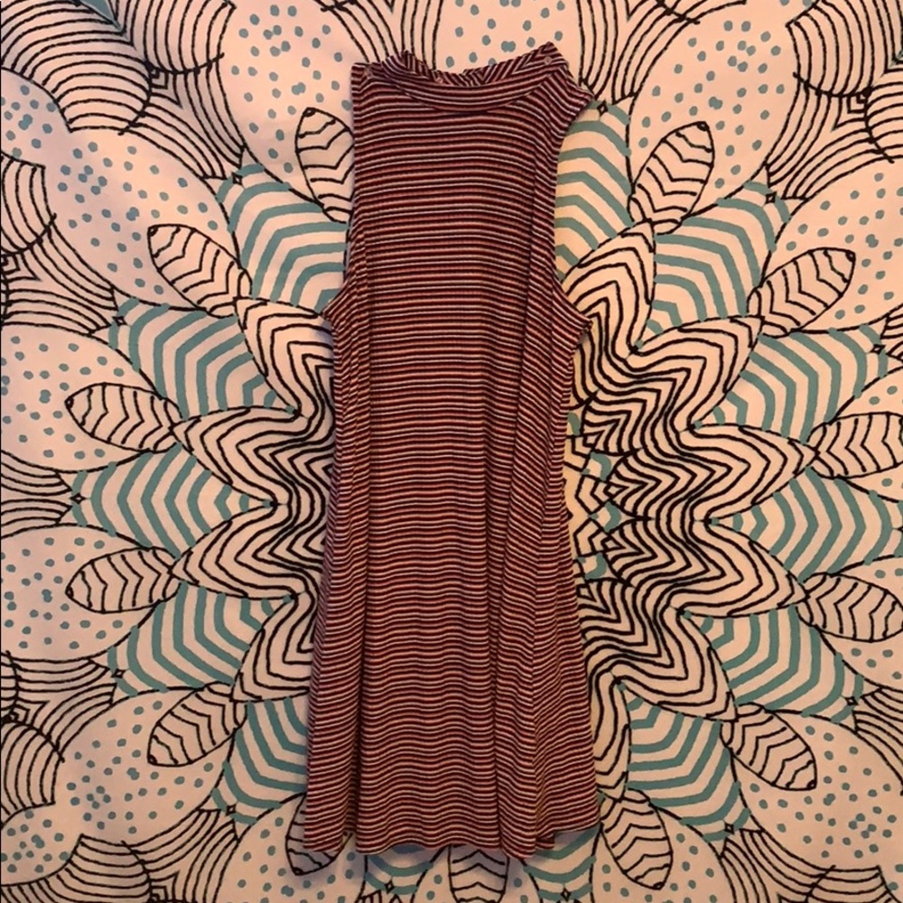 Pink,blue,and white striped flows dress